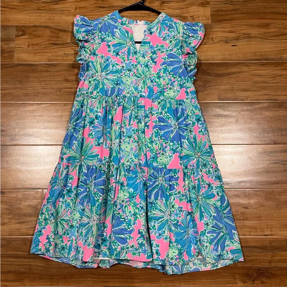 Easter Lilly Pulitzer Aldena Floral Sleeveless Dress in Blue and Pink Size 14